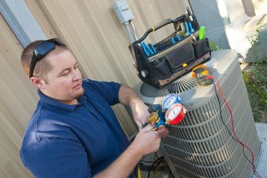 Working on air conditioner