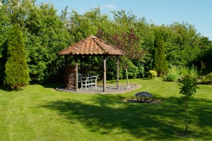 Gazebo in shaded yard