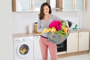 Woman in laundry room