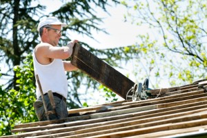 Man working on roof