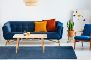 blue mid-century couch