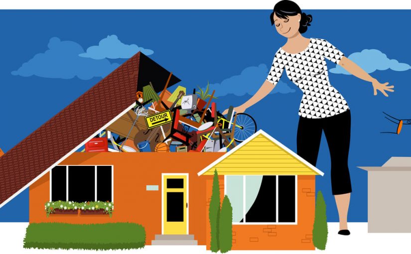 woman decluttering home