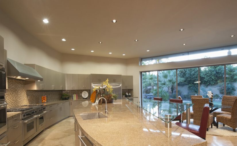 kitchen with recessed lighting